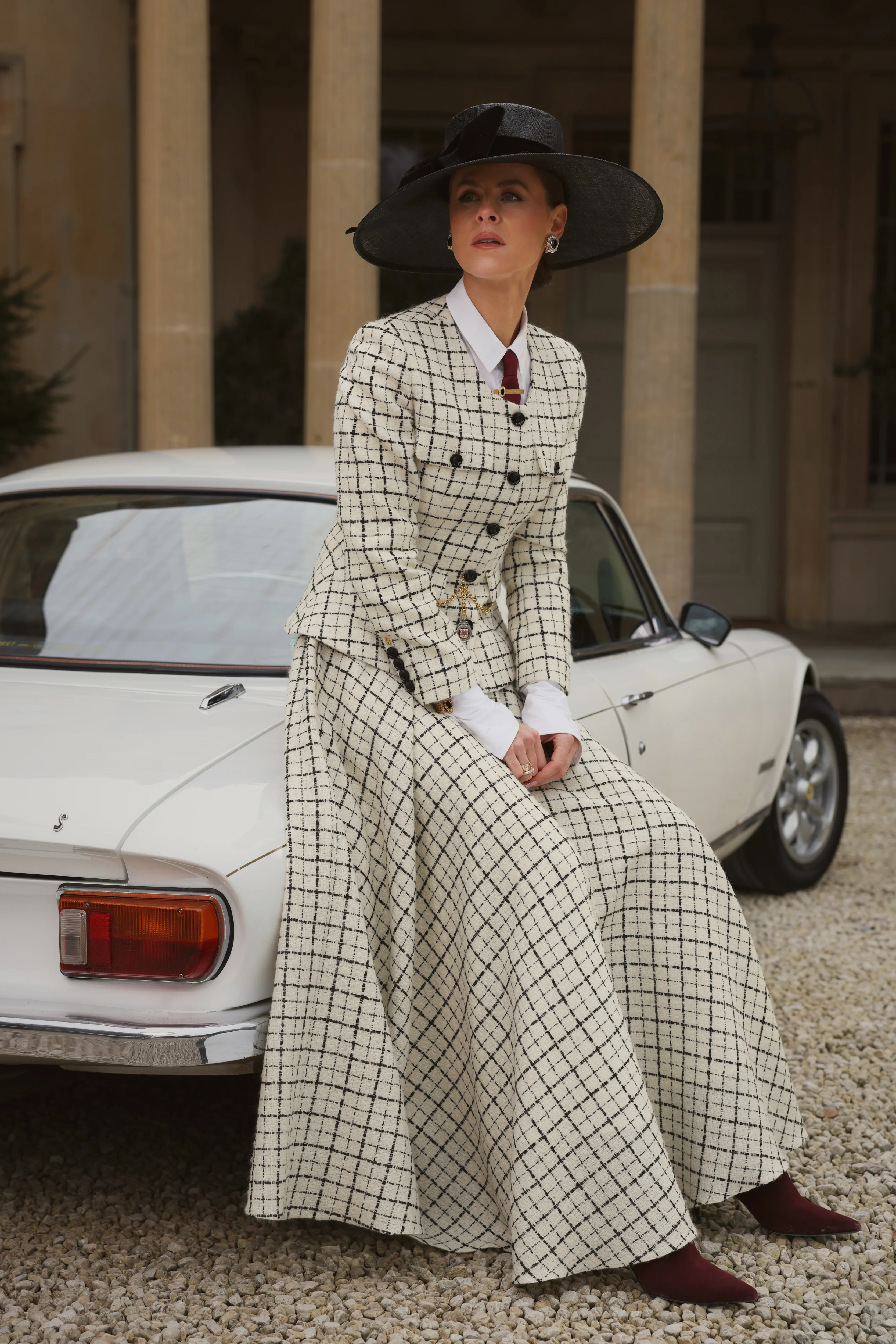 360 Maxi Tweed Circle Skirt (Ivory Couture Check) - Image 3
