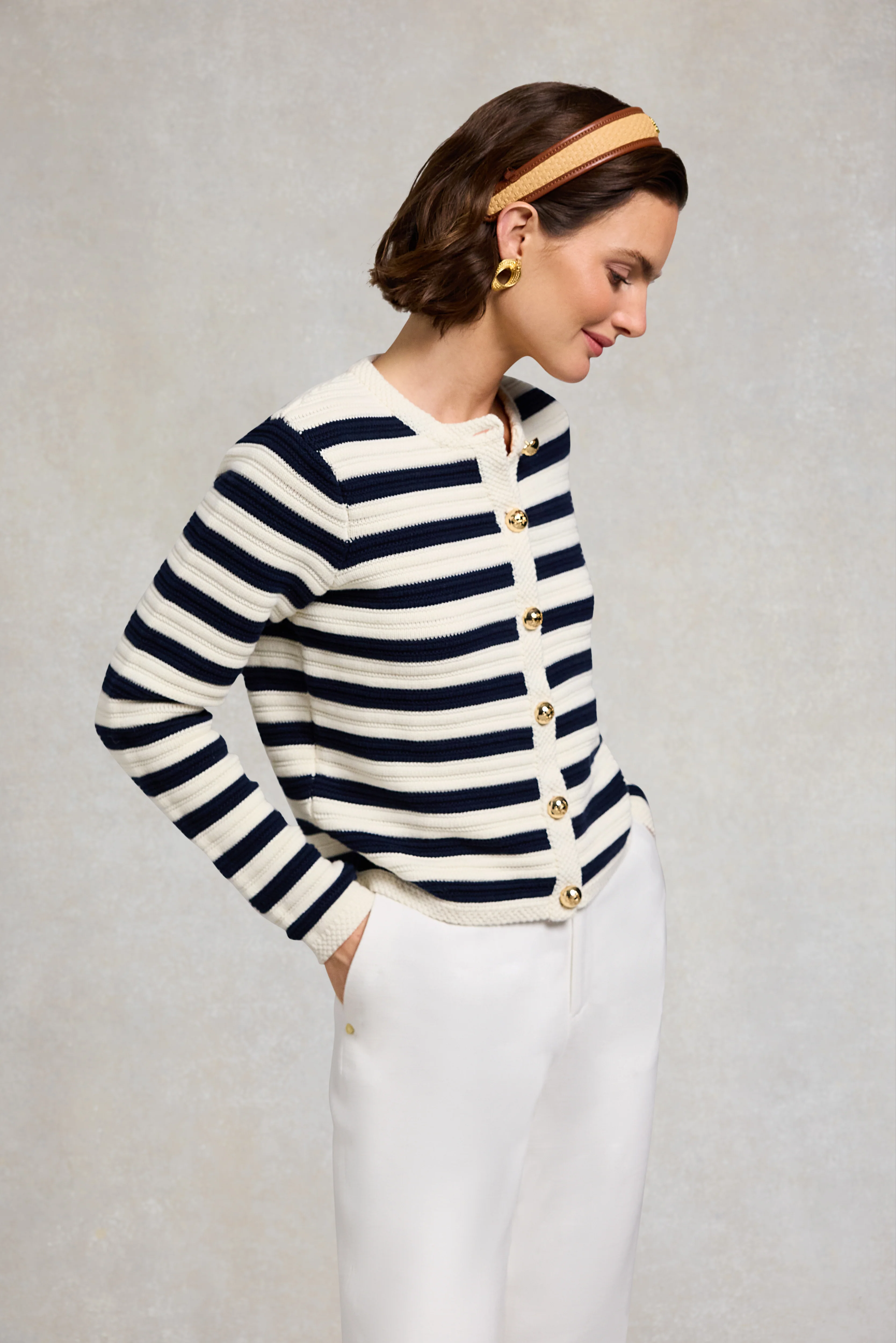 Anna Knitted Cardigan (Ink Navy Natural) - Image 3