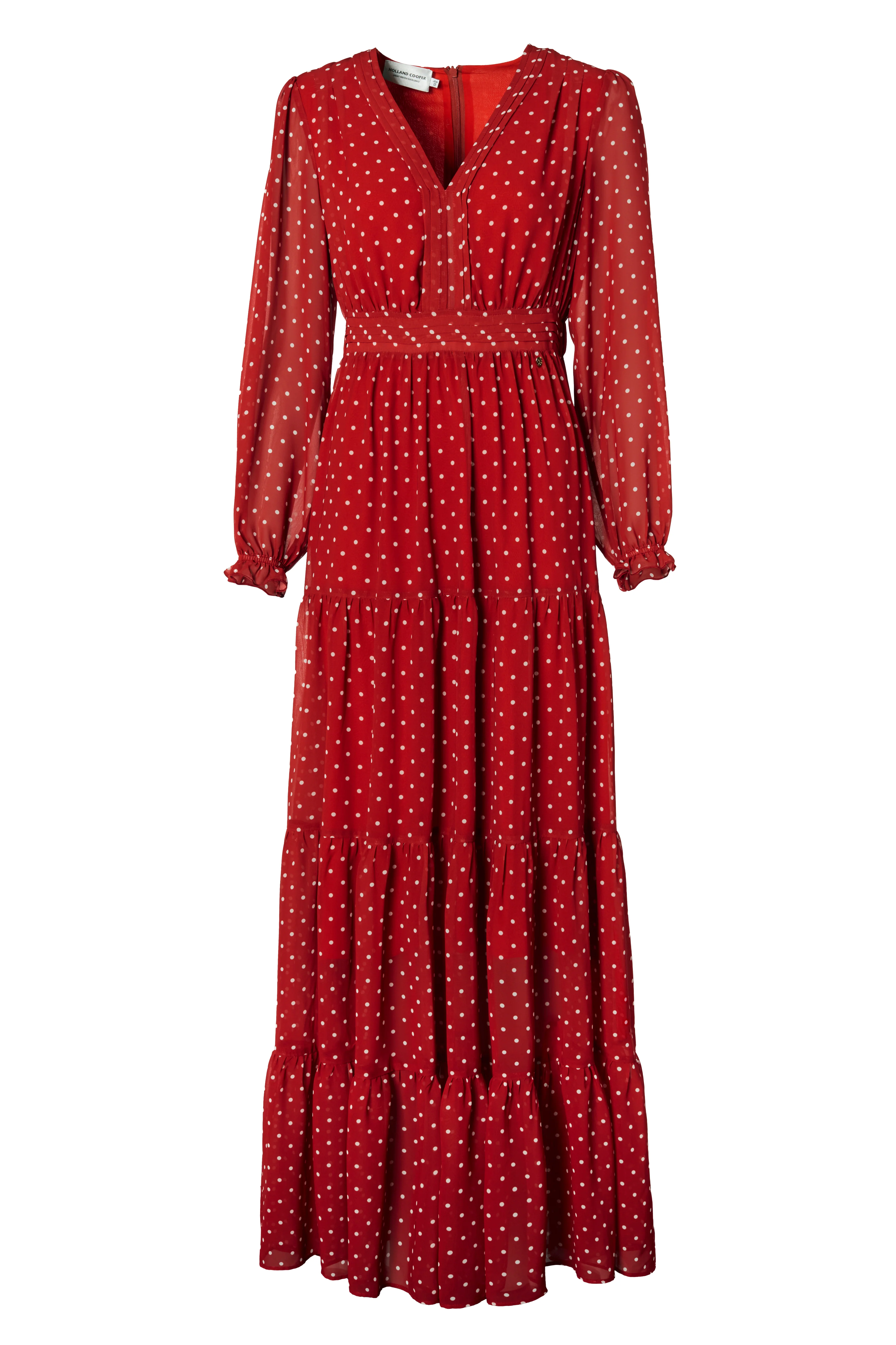 Bella Tiered Maxi Dress (Red White Polka Dot) - Image 4