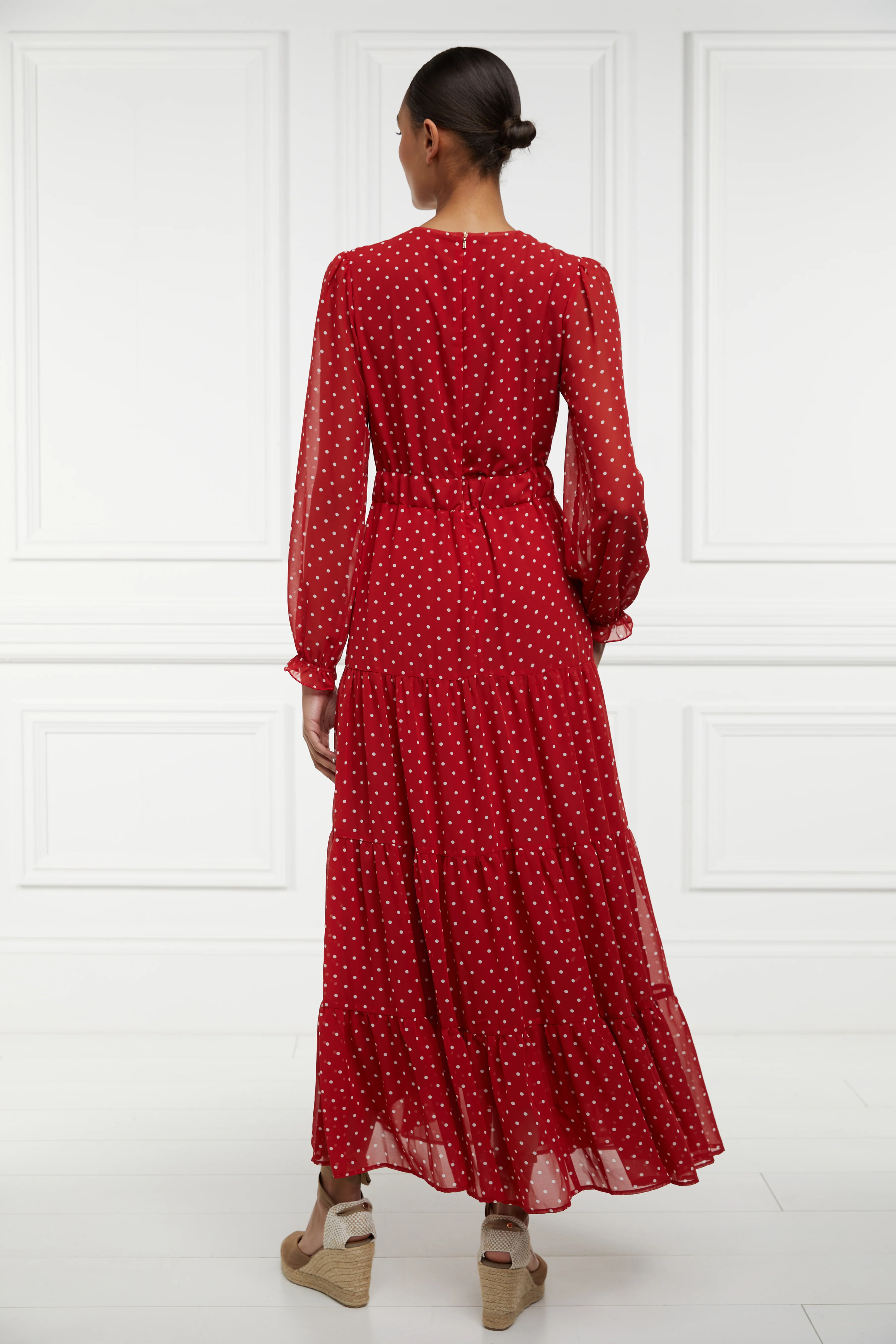 Bella Tiered Maxi Dress (Red White Polka Dot) - Image 7