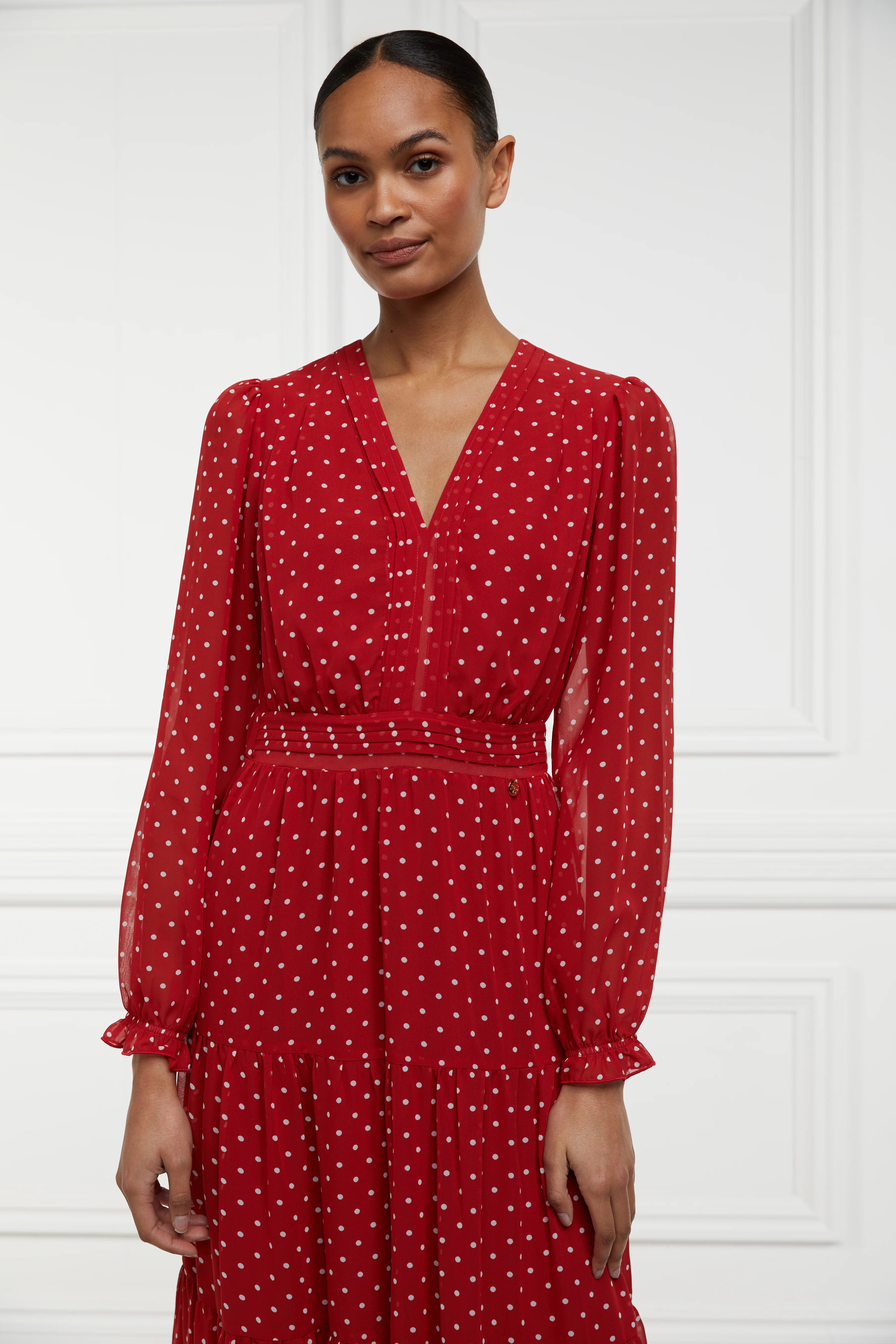 Bella Tiered Maxi Dress (Red White Polka Dot) - Image 9
