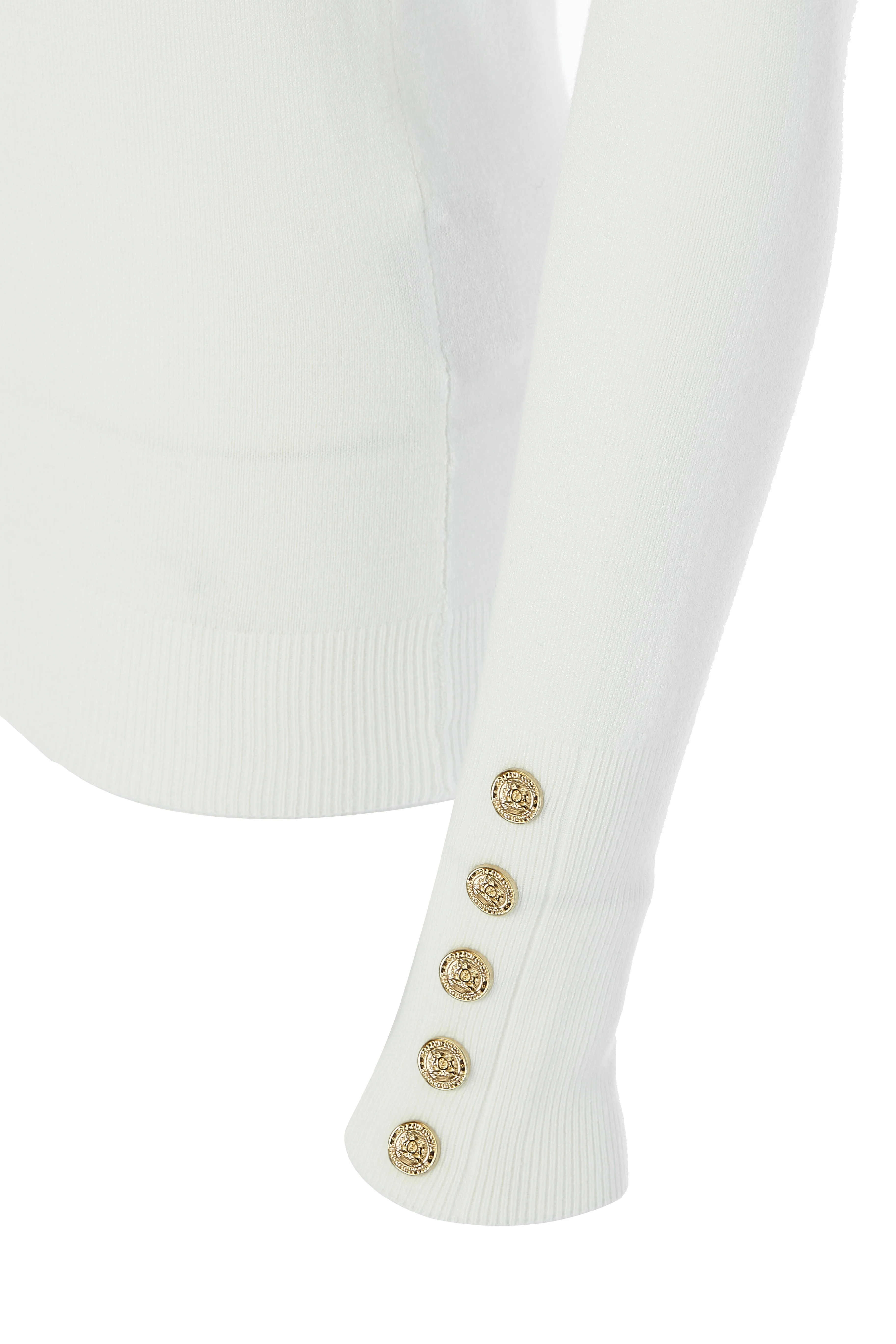 Buttoned Knit Crew Neck (Cream) - Image 9