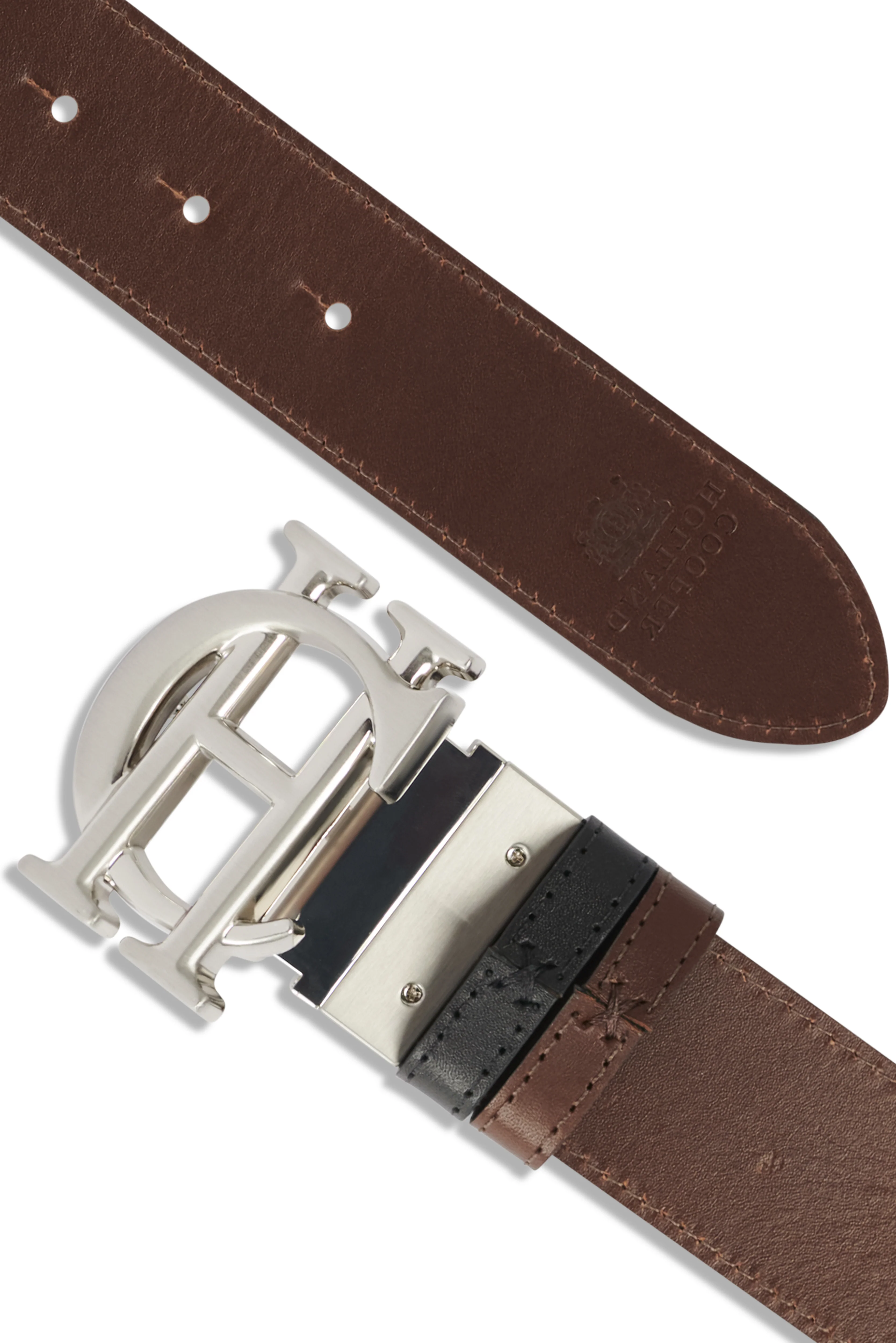 Men's Classic Reversible Belt (Chocolate Black Silver) - Image 4