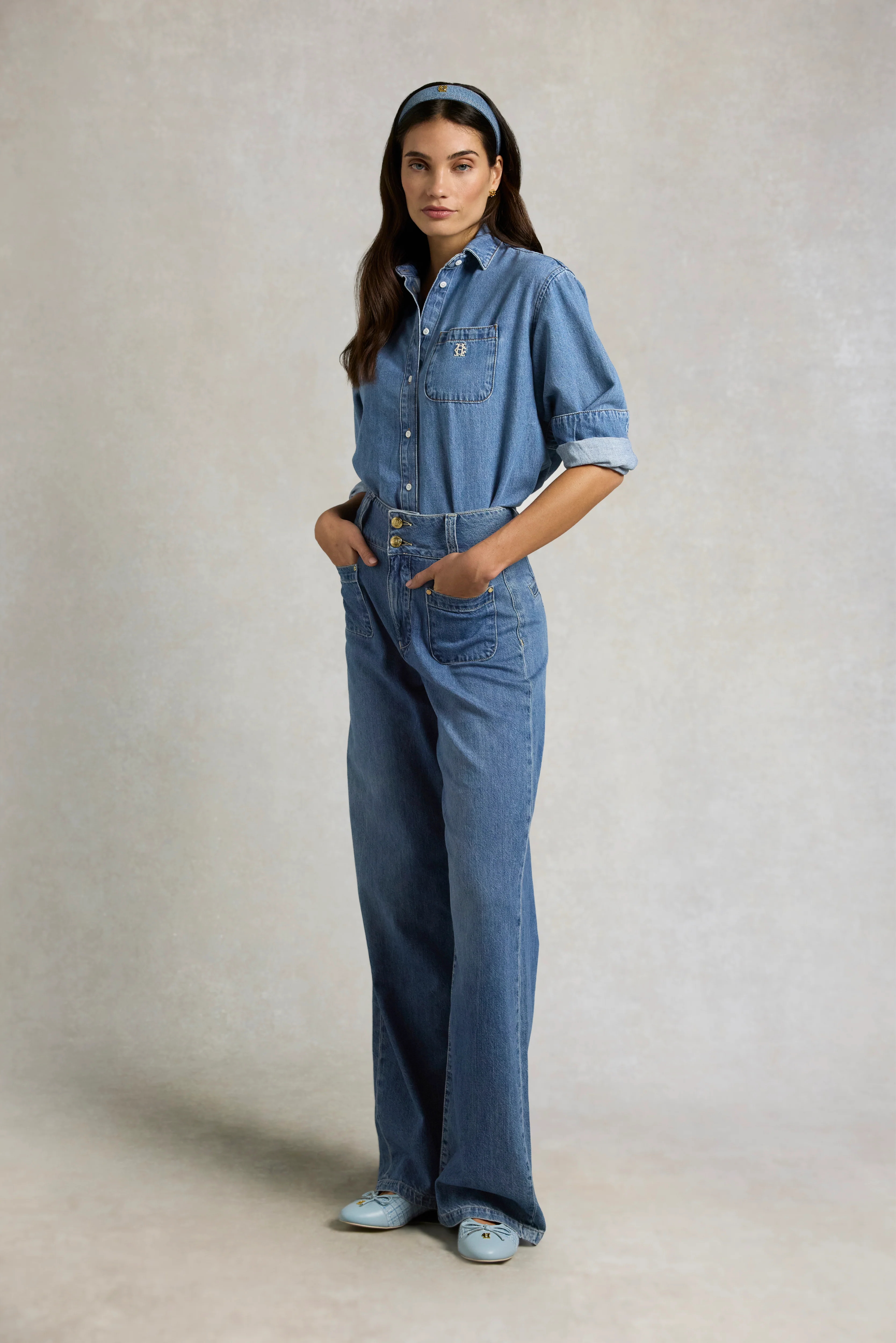Cropped Denim Shirt (Mid Quartz Blue) - Image 4