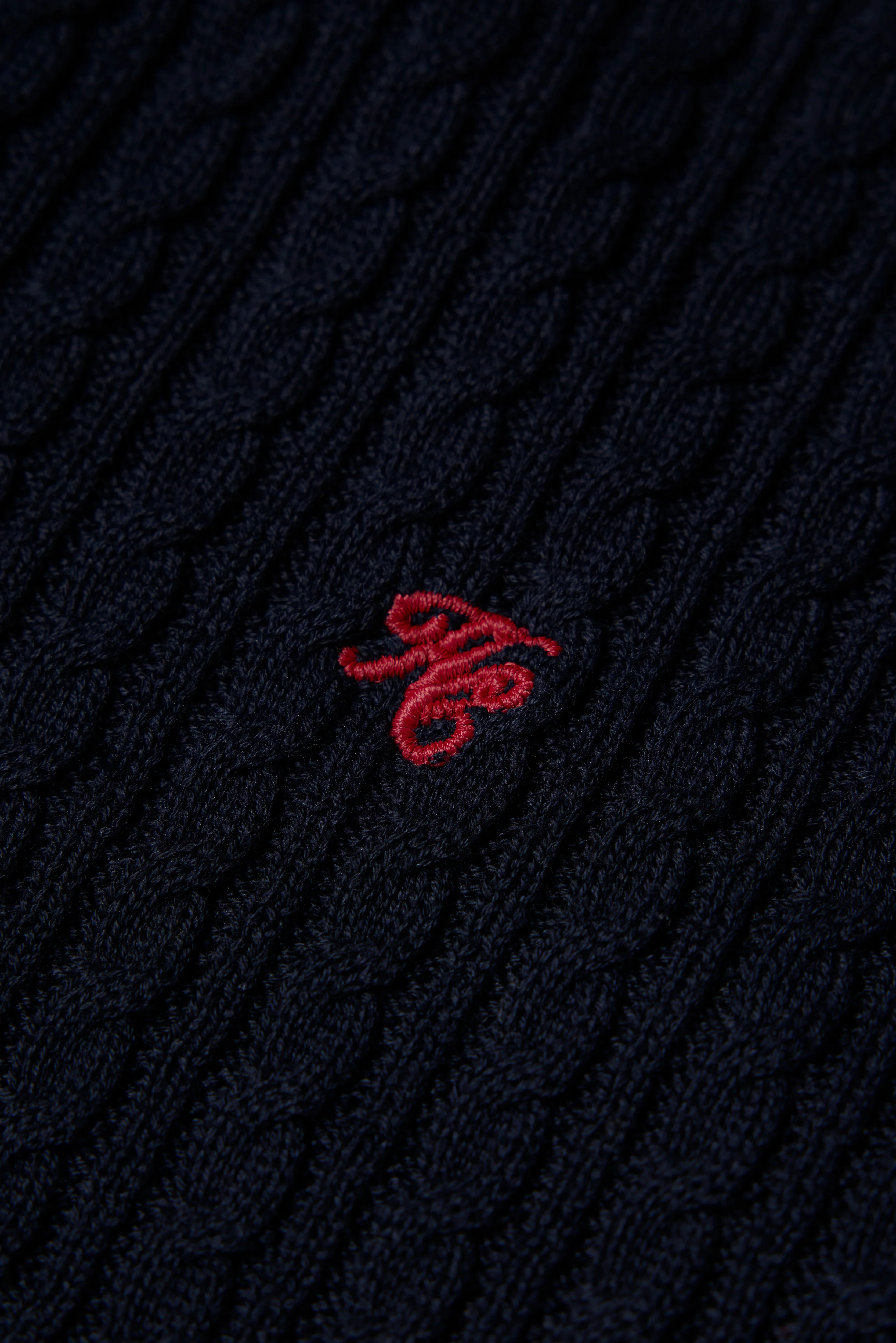 Men's Fine Cable Quarter Zip Knit (Ink Navy) - Image 7