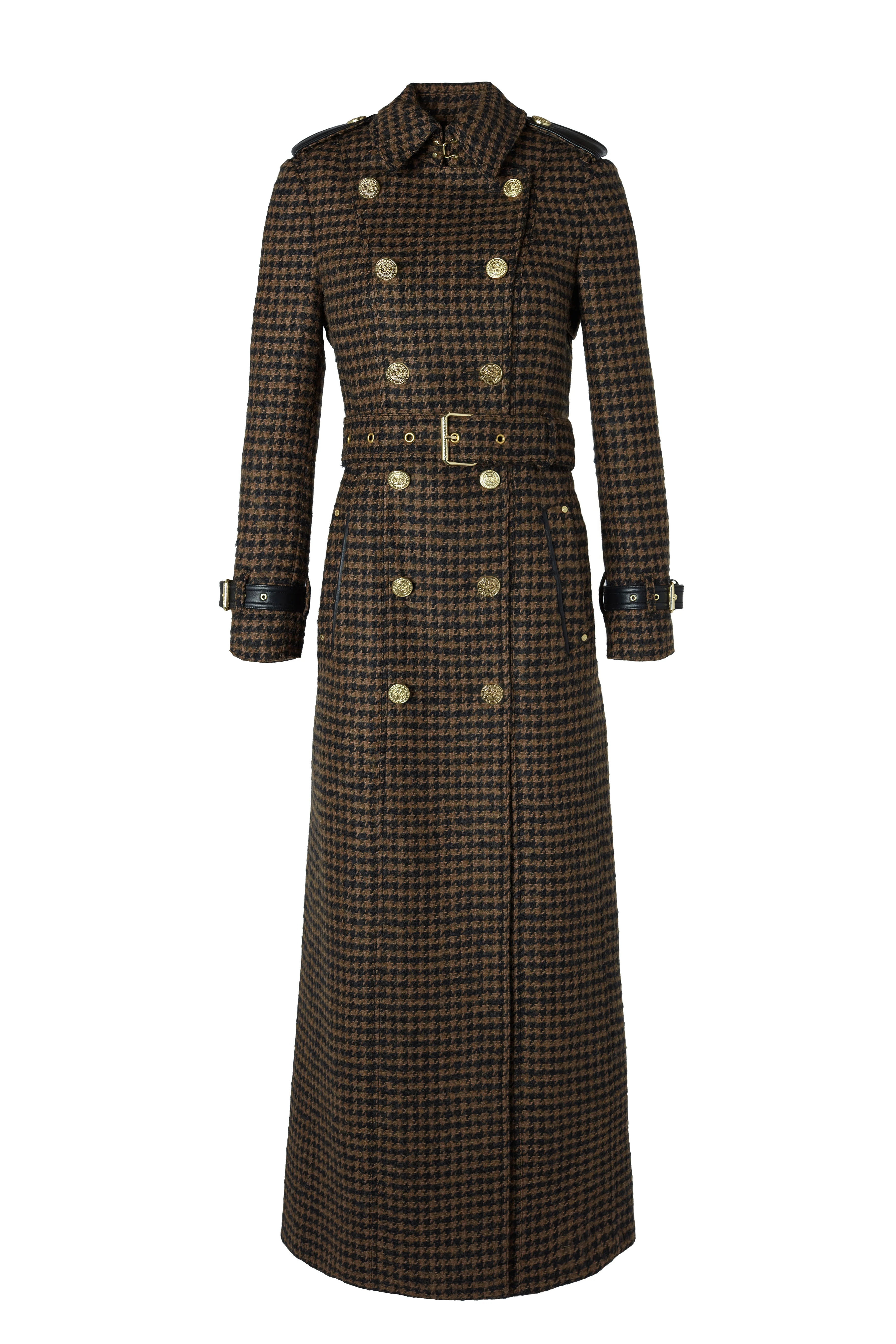Full Length Marlborough Trench Coat (Chocolate Houndstooth) - Image 4