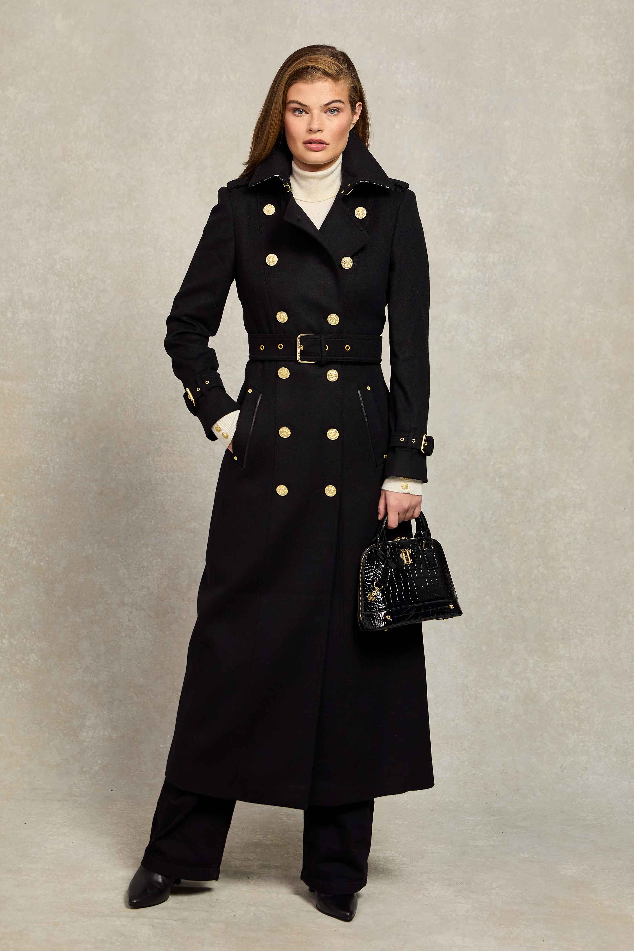 Full Length Marlborough Trench Coat (Soft Black) - Image 10