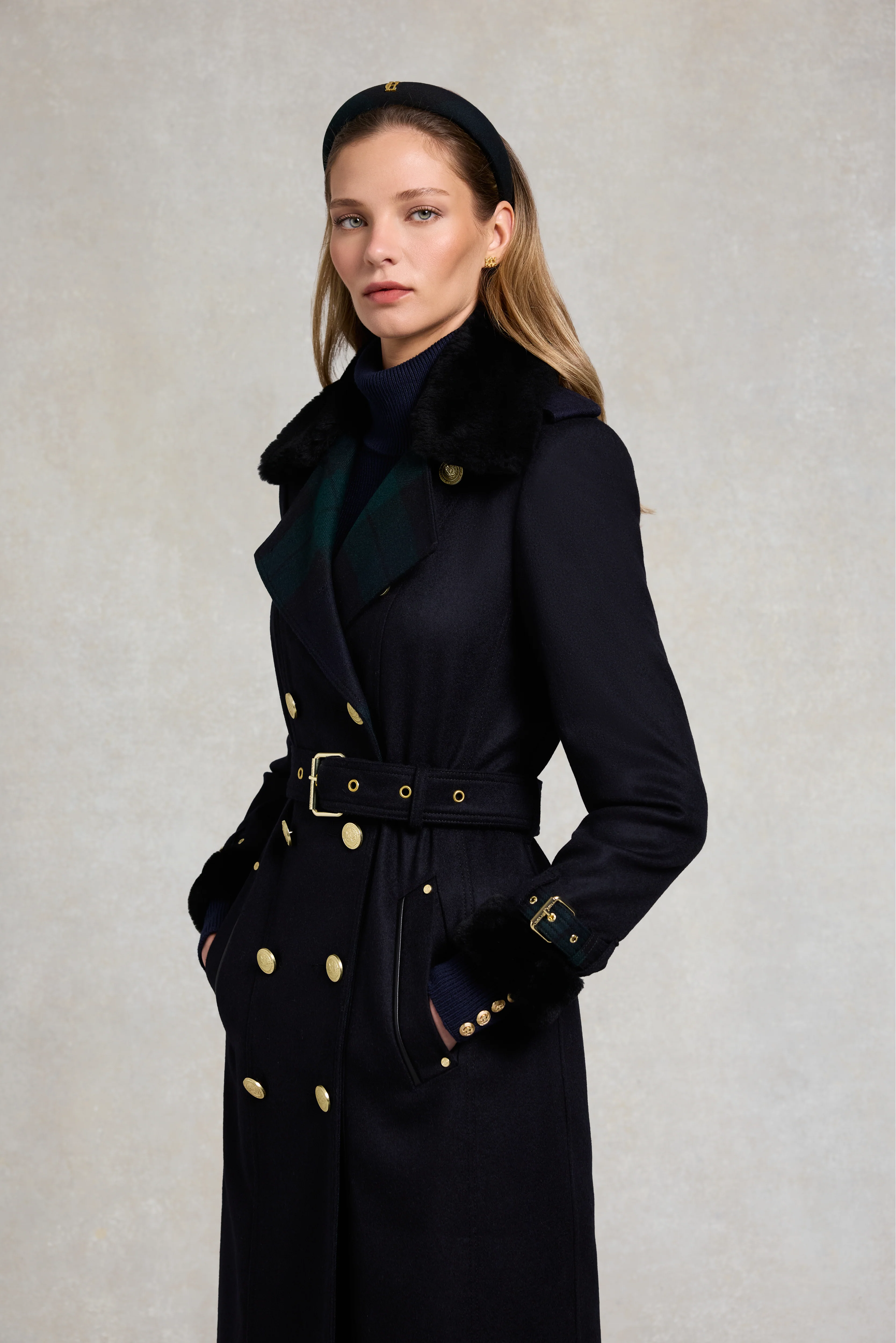 Gold Label Trench (Soft Navy Blackwatch) - Image 2