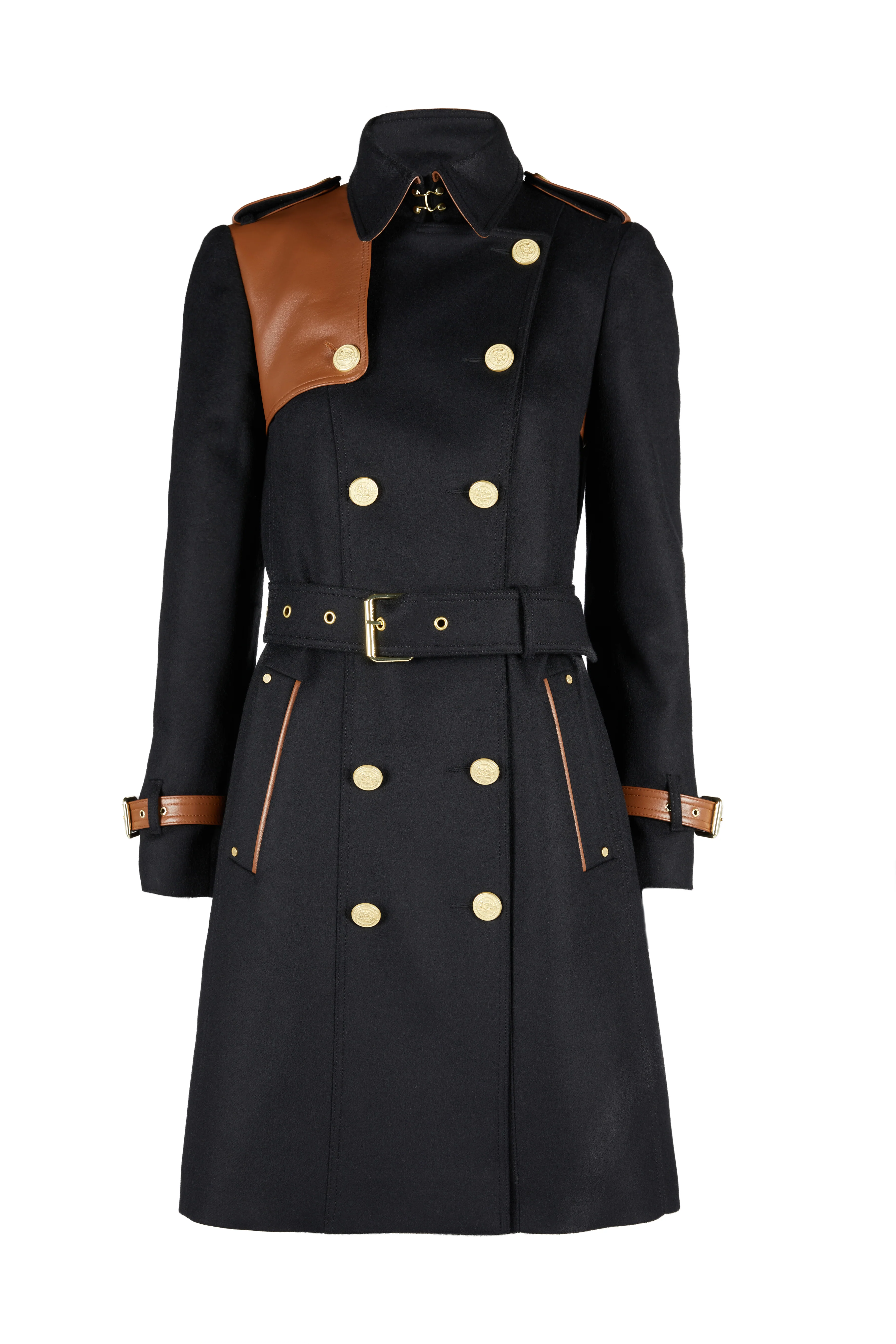 Marlborough Trench Coat (Soft Black Tan) - Image 7