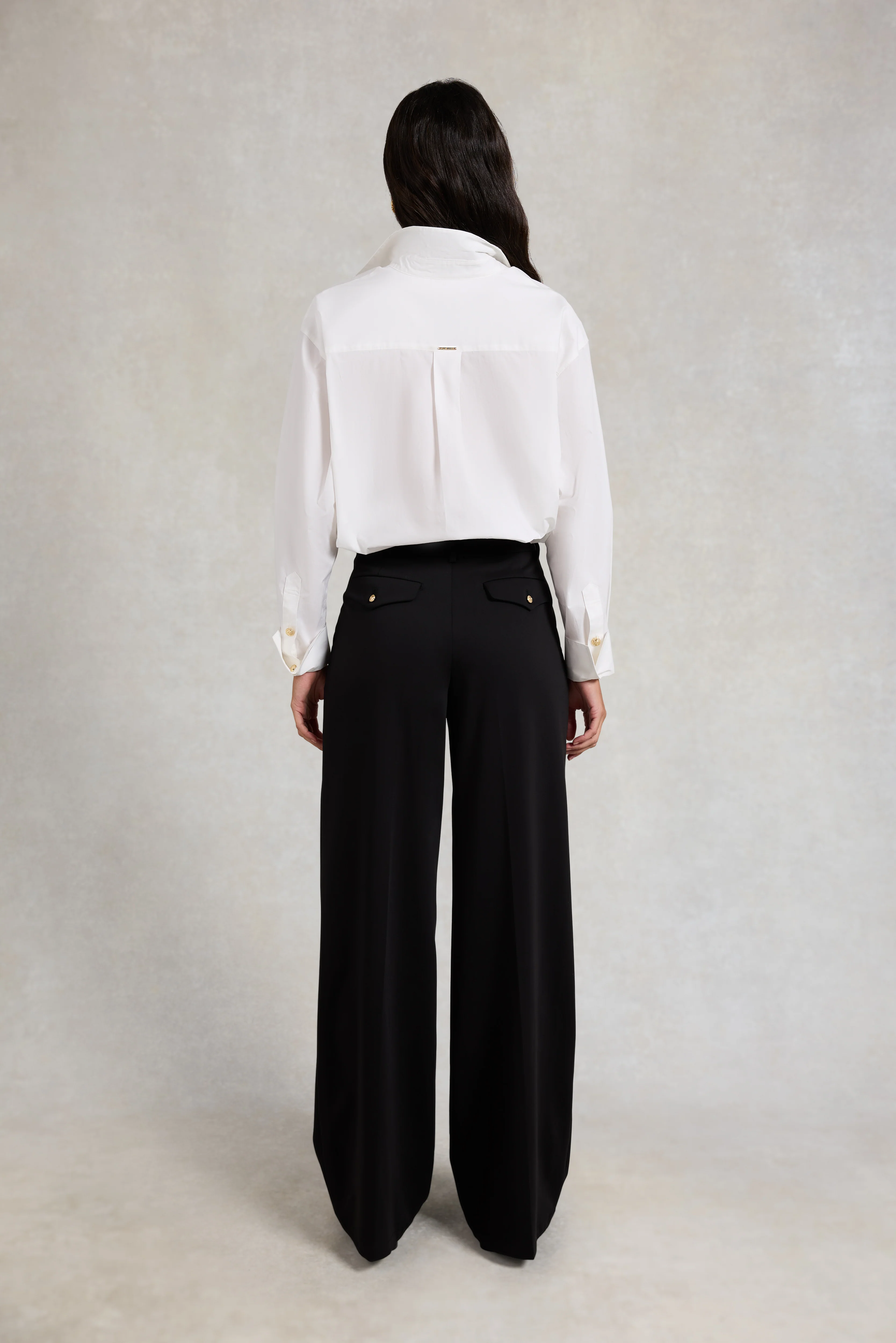 Pleated Wide Leg Trouser (Black) - Image 4