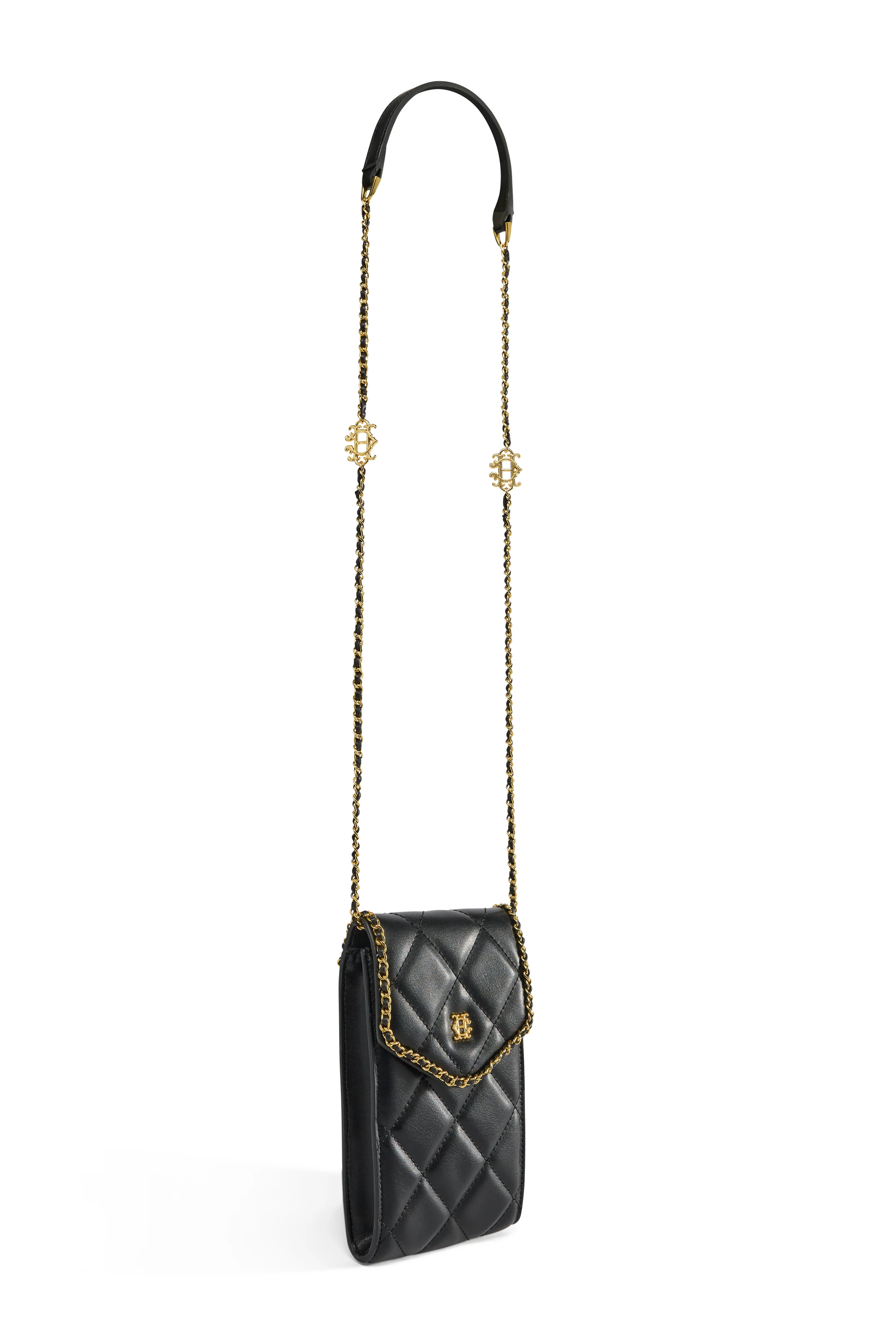 Quilted Chain Crossbody Pouch (Black) - Image 7