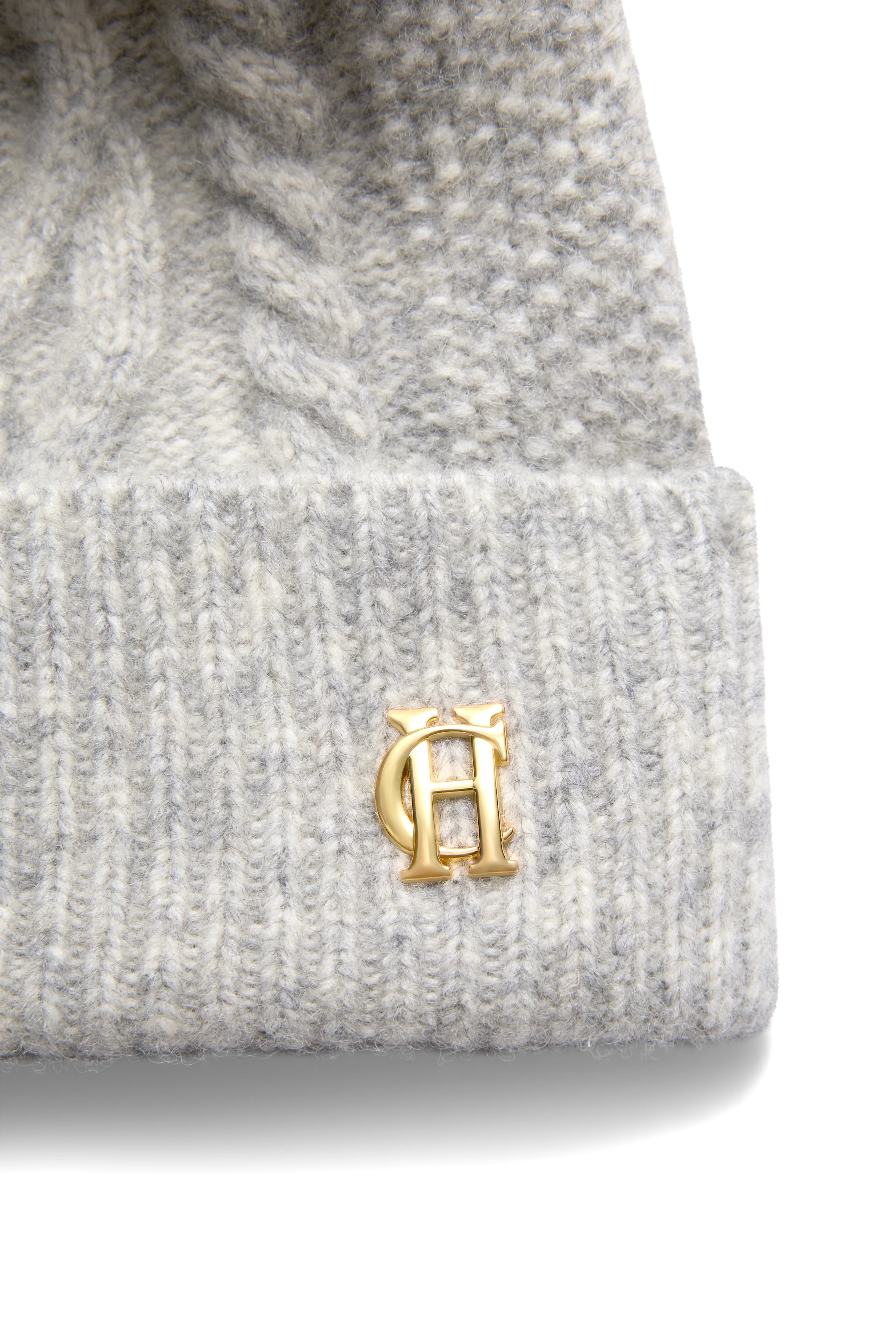 Sloane Cable Bobble Hat (Grey Marl) - Image 4