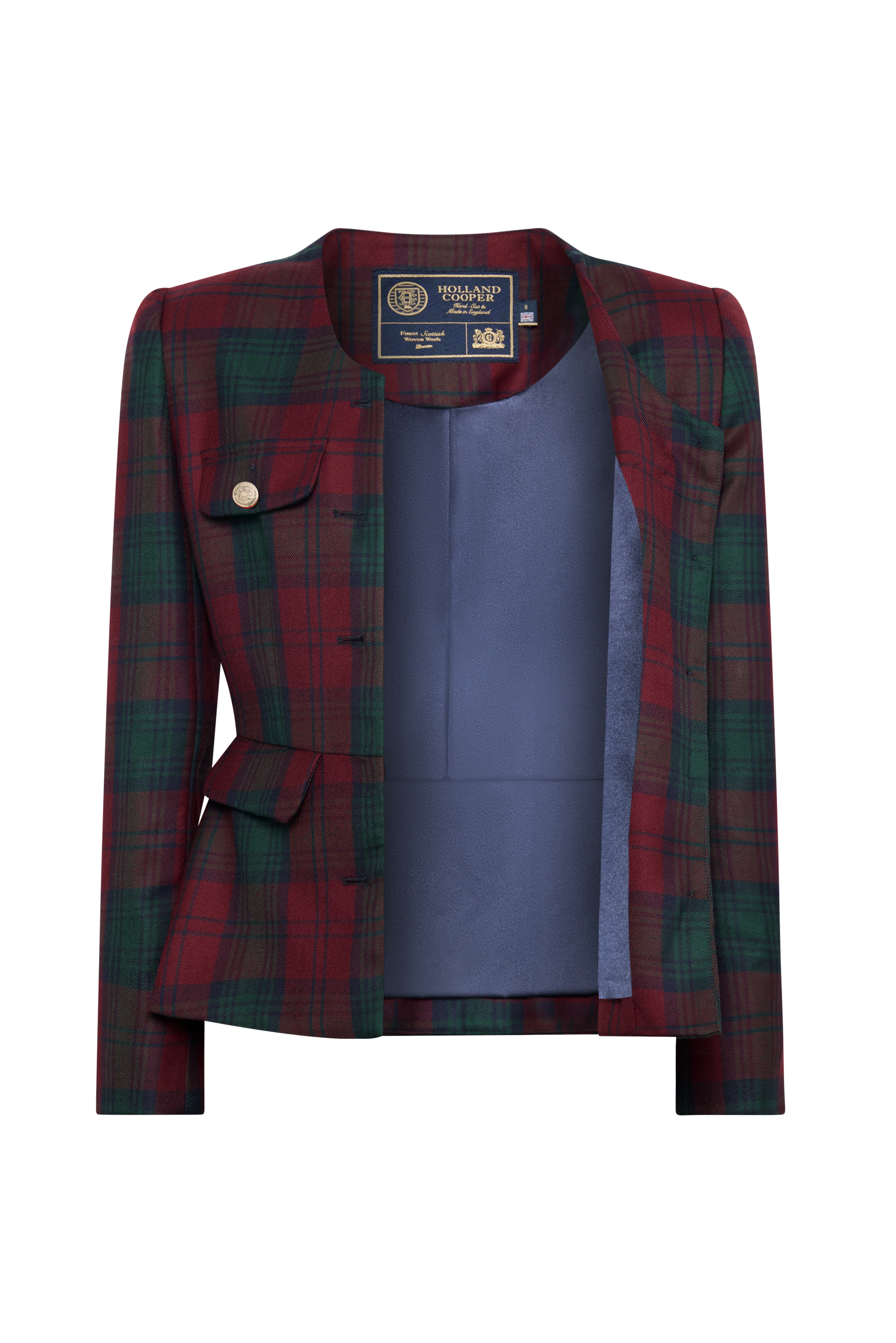 Tailored Peplum Jacket (Mulberry Tartan) - Image 5